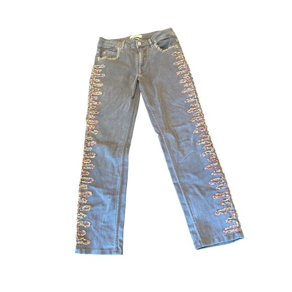 Isabel Étoile Marant Gray Jeans With Multicolor Embroidery Detail Size 36 - Picture 1 of 9